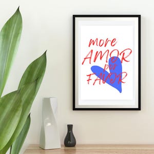 More Amor Por Favor Wall Art, Printable Bedroom Wall Art, Colorful Modern Wall Art, Trendy Heart Wall Art, Digital Art Print