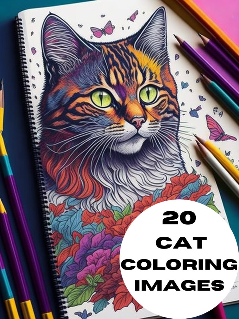 20 Realistic Cat Coloring Page for Adults and Kidsprintable - Etsy