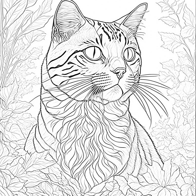 4 Realistic Cat Coloring Page for Adults and Kidsprintable - Etsy