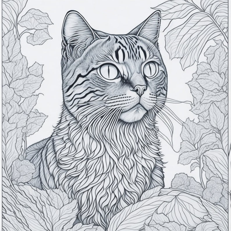 20 Realistic Cat Coloring Page for Adults and Kidsprintable - Etsy