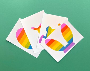 Ensemble de 4 cartes postales Riso « Bon Lapin de Pâques »