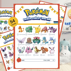 Caccia al tesoro dei Pokémon / 54 carte Allenatore, gioco per feste di compleanno (stampabile)