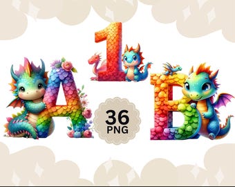 Dragon Alphabet PNG A–Z 0–9 | Kids Fantasy Letters | Learning Crafts | Cricut Sublimation