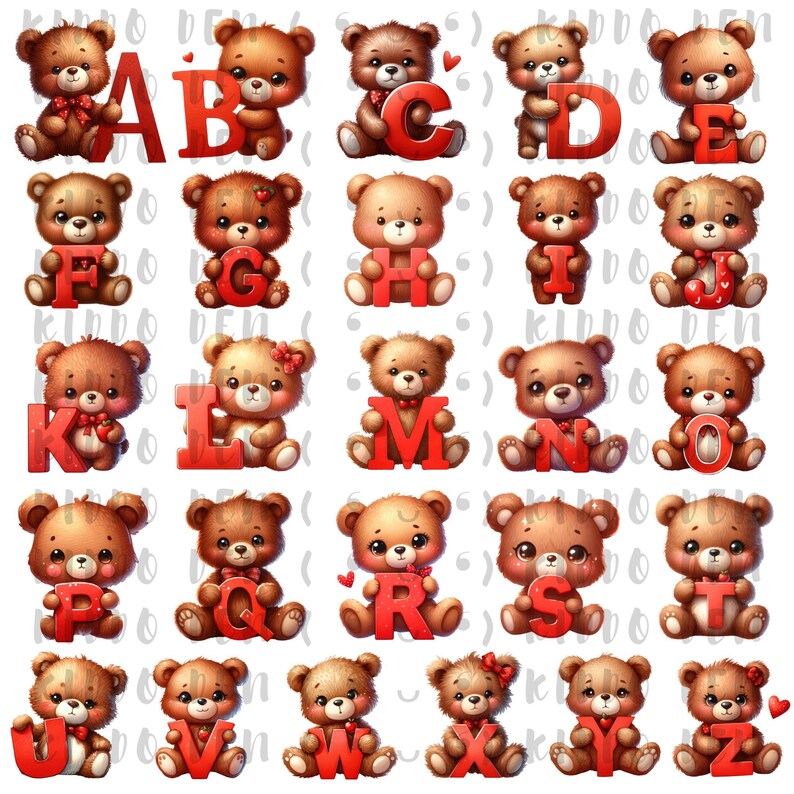 Teddy Bear Alphabet Numbers Clipart | Bear Letters, Numbers PNG ...