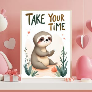 Sloth Nursery Art Print | Take Your Time Quote, Jungle Animal Decor (Digital Download) image 4