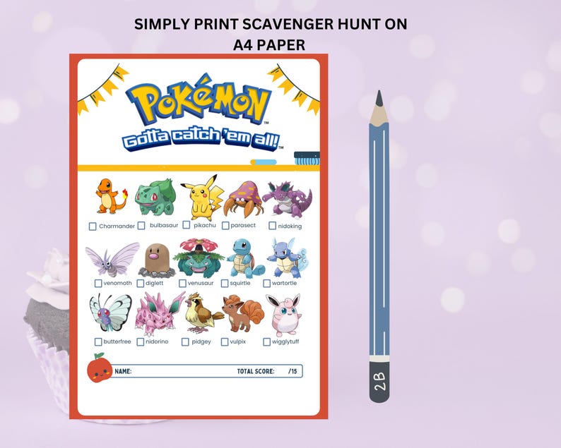 Pokemon birthday scavenger hunt printable set with trainer cards and checklist. Digital download includes 54 cards featuring popular Pokémon themes like Pikachu, Charizard, and PokéBalls. Fun kids party activity, birthday favor, or classroom game. Editable and printable PDF designed for gamer party fun. Great for treasure hunt games, birthday activity games, and kids scavenger hunts. Use for Gotta Catch Em All parties, school activities, or Pokemon party favors.