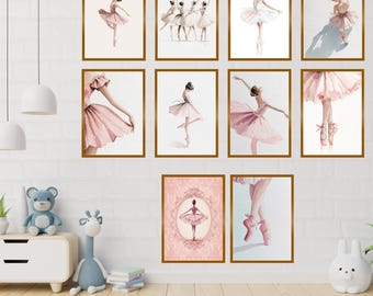 Ballett Wand Kunst Set | Rosa Ballerina Kinderzimmer Dekor (Digitaler Download)