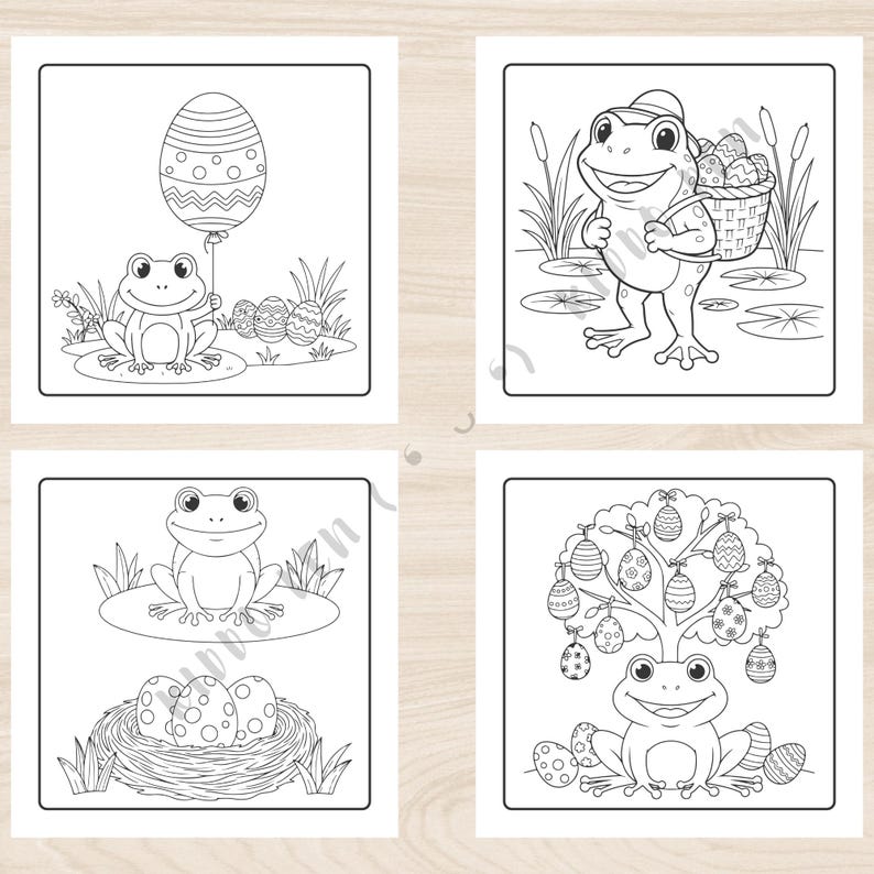 Frog Easter Coloring Book for Kids, Frog & Easter Egg Coloring Pages ...