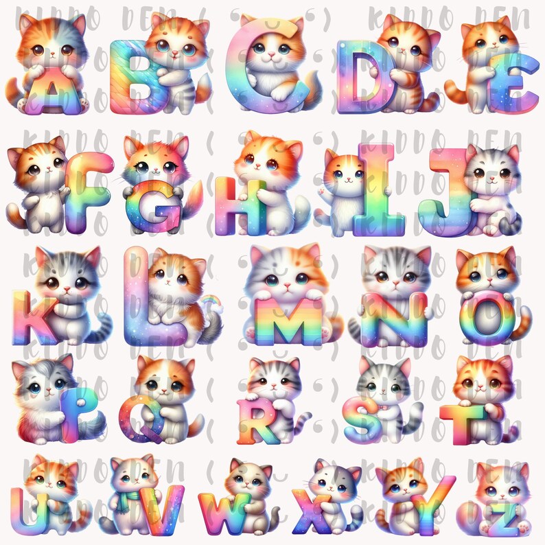 Whimsical Cat Alphabet Numbers PNG | A–Z Letters 0–9 | Kids Craft ...