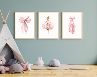 Conjunto de arte infantil de bailarina / Zapatillas de ballet rosas, láminas de bailarina (descarga digital)