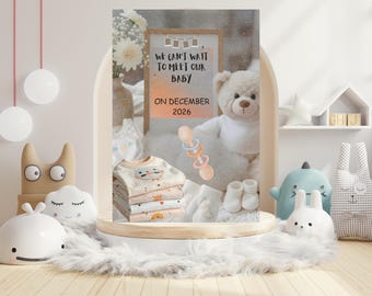 Pregnancy Announcement, Digital Baby Announcement, Gender Neutral,  Social Media Reveal, Keeping a Secret ,Pregnancy reveal, Expecting Card