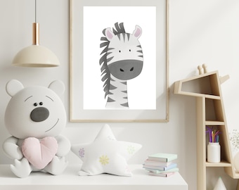 Zebra Kunstdruck | Minimalistische Safari Babyzimmer Dekor (Digitaler Download)