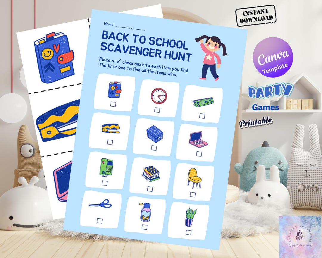 Back to School Scavenger Hunt Game: Printable Classroom Activity (PDF ...