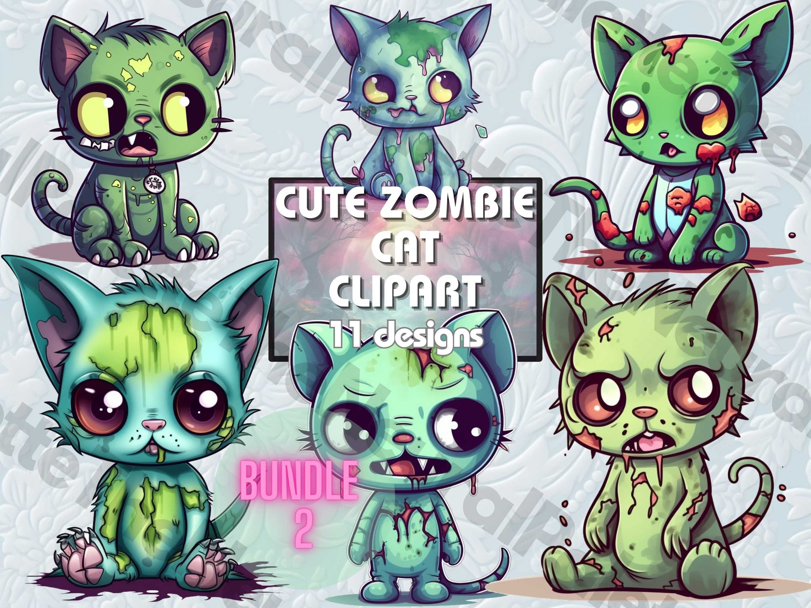 11, Kawaii Zombie Cat Clipart, Digital Download, Cute Undead Feline  Illustrations, Spooky Clipart, Commercial Use, Transparent PNG Bundle - Etsy