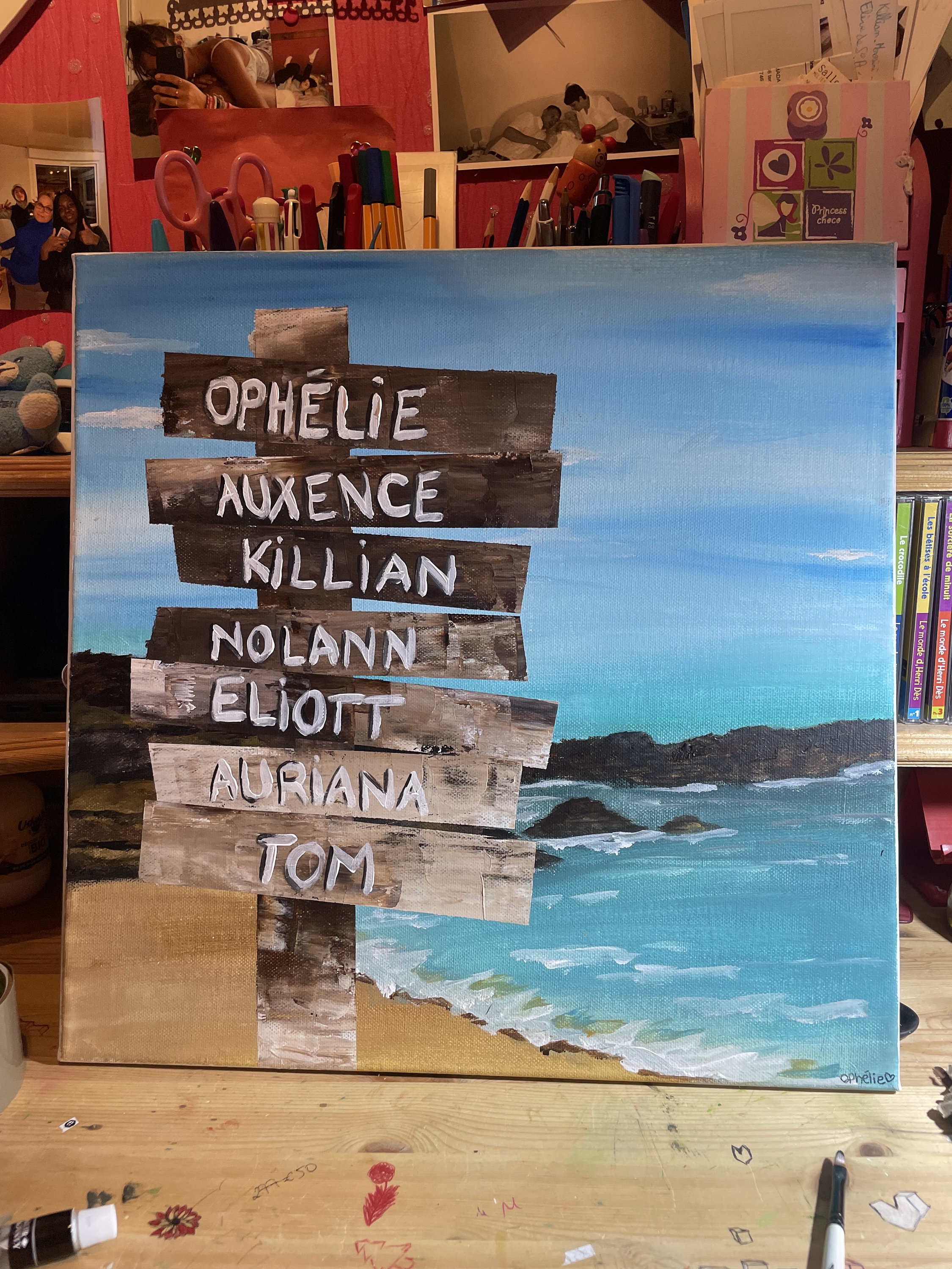 Etsy - Peinturees Bleu Peinture Acrylique Avec Prénoms