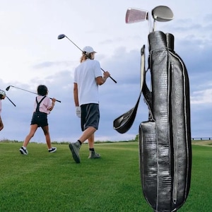 Crocodile Embossed Leather Golf Bag with Pockets, Sunday Golf Bag, Personalized Leather Golf Bag, Handmade Golf Bag,Golf Stand,Golfer&#39;s Gift