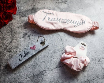 Gepersonaliseerd masker en sleutelhanger - bruidsmeisje cadeauset - bruidcadeau - verjaardagscadeau - JGA bruiloft -