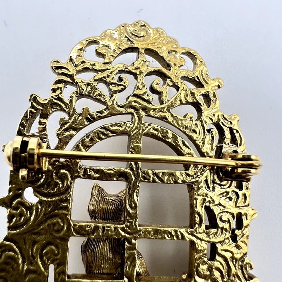1928 Jewelry Co. Gold Tone Cat In Window Brooch P… - image 8