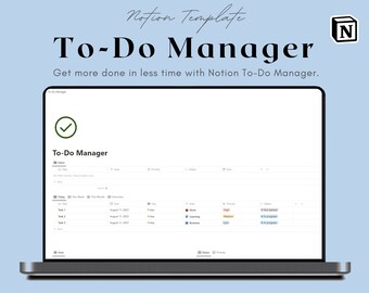 Notion To-Do-Manager Vorlage, Aufgaben-Manager, To-Do-Liste, Digitaler Planer, Aufgabenmanagement, Notion Dashboard, Notion Life Planner