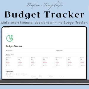 Notion Budget Tracker template, Income and Expense tracker, Finance tracker, Personal Finance dashboard, Monthly Budget planner Notion