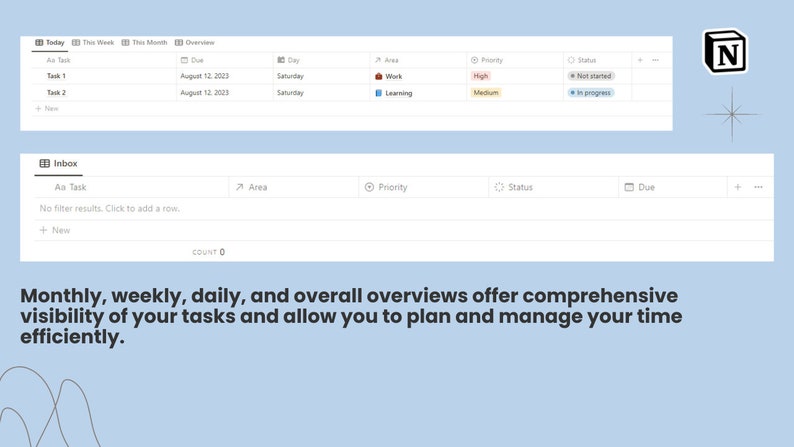 Notion To-do Manager Template, Task Manager, To-do List, Digital ...