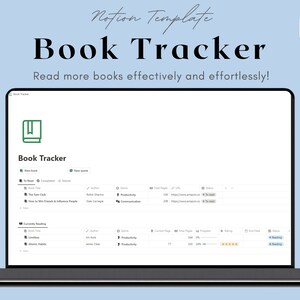 Notion Ultimate Book Tracker Template, Reading Tracker, Notion Book Organizer, Reading Planner, Reading Journal, Book Log, Notion Dashboard