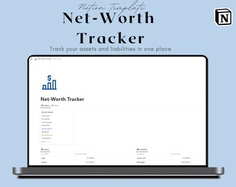 Notion Net-Worth Tracker template, Net-Worth calculator, Notion Finance Tracker, Notion Finance Dashboard, Budget Planner, Notion planner