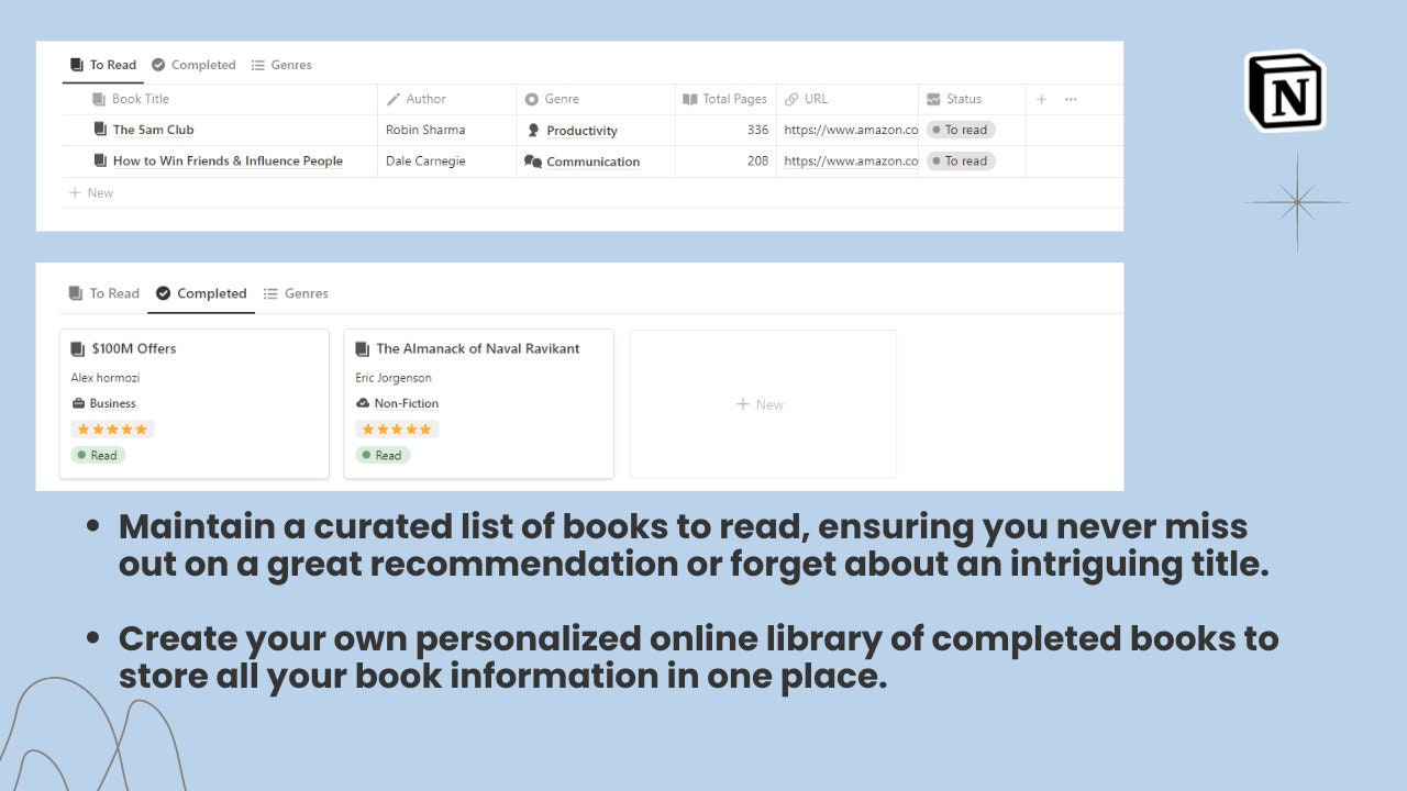 Notion Ultimate Book Tracker Template, Reading Tracker, Notion Book ...