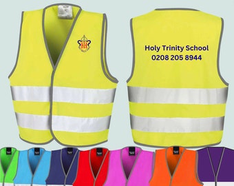 Hi-Vis veiligheidshesje voor kinderen, elke aangepaste logoprint en borduursel beschikbaar Vest voor schoolreisje