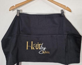 Custom Logo Short Waist Apron with pockets, Any Logo Print & Embroidered