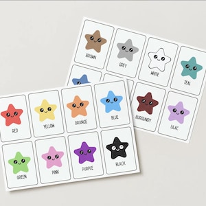 Kleuren leren Flash-kaarten, kaarten leren, thuisonderwijs, 16 kaarten, direct downloaden, peuter- en kleuterschool, educatieve kaarten, kleuren leren