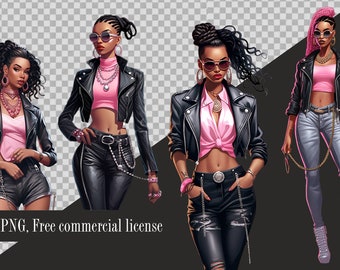 Fashion Girl Clipart: African American Woman PNG (Digital Download)
