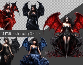 Lilith Clipart: Dark Fantasy Devil Woman PNG (Digital Download)