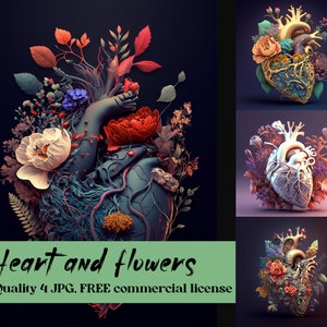 Floral human heart | Heart poster | Medical wall art | Botanical print | Anatomical heart | Botanical Elements | Anatomical Valentine