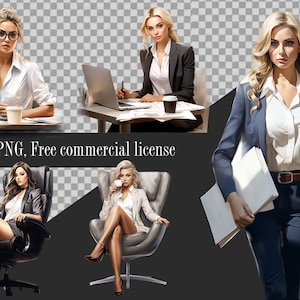 Business Women Clipart: Female Boss PNG Bundle (Commercial Use)