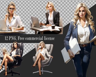 Business Women Clipart: Female Boss PNG Bundle (Commercial Use)