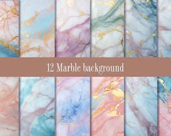 Marble Digital Paper: Colorful Texture Backgrounds (Digital Download)