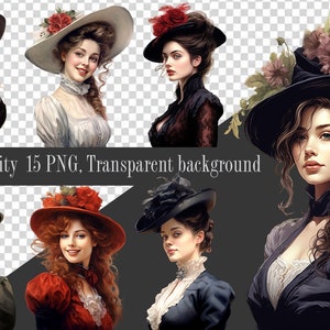 15 Victorian Ladies Portraits, Vintage Victorian Lady ClipArt, Scrapbooking printable, Instant Download,  Woman Decoupage Paper Print