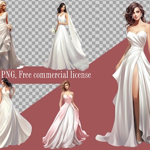 Braut Clipart, Hochzeit Clipart, Hochzeit Braut Clipart, Braut Illustration, Mode Mädchen Clipart, Braut ClipArt, Brautkleid ClipArt