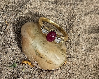 Natural Ruby & Diamond Polki Wedding Ring,925Sterling Silver,Handmade Ring,Engagement Ring,Women Ring,Anniversary Gift For Wife,Promise Ring