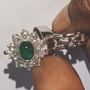 Natural Emerald Moissanite Gemstone Ring, Poison Ring, 925 Sterling Silver Ring, Pill Box Ring, Handmade Women Ring, Unique Wedding Gift Her