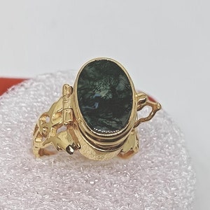 Moss Agate Poison Ring, 925Sterling Silver Ring, Handmade Unique Compartment Ring, Vintage Pillbox, Green Gemstone Ring Jewelry Gift For Her