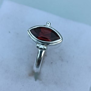 Mother Day Gift, Natural Garnet Poison Ring,925 Sterling Silver Ring, Handmade Poison Box Ring, Silver PillBox Ring, Poison Compartment Ring