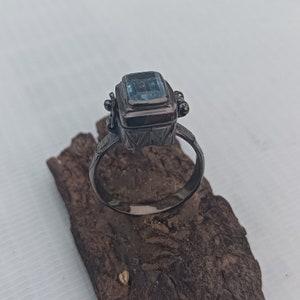 Natural Blue Topaz Poison Ring,Compartment Poison Ring,925 Sterling Silver,Secrets Box Ring,Handmade Poison Ring, Gift For Her,Pill Box Ring