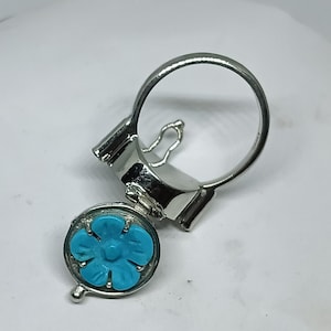 Silver Poison Ring, Natural Turquoise Poison Ring, Handmade Compartment Ring, Pill Box Ring,925 Sterling Silver,Flower Secret Ring,Gift Ring