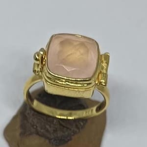 Gold Poison Ring, Rosenquarz Ring, 925Sterling Silber Ring, handgemachter Poison Ring, Pille Ring, Fach Ring, Secret Box Ring, Geschenk für Mama