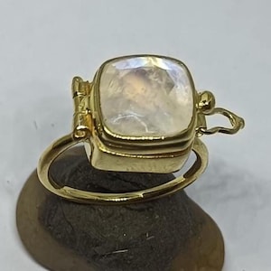 Natural Moonstone Ring, Gold Poison Ring, 925Sterling Silver Handmade Ring, Compartment Ring, Pill Ring, Women Gemstone Ring,Mother Day Gift