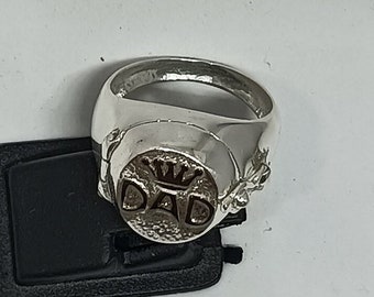 DAD 925 Sterling Silver Poison Ring, Vintage Locket Pillbox Compartment