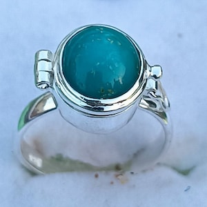 Natural Turquoise Poison Ring, Poison Locket~ Pill Box Ring,925 Sterling Silver, Secret Poison Box Ring, New Year Gift For Women,Mother Ring