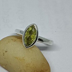 Natural Green Cubic Zirconia Ring,925 Sterling Silver Handmade Ring, Christmas Gift ,Personalized Ring For Women,Statement Silver Jewelry